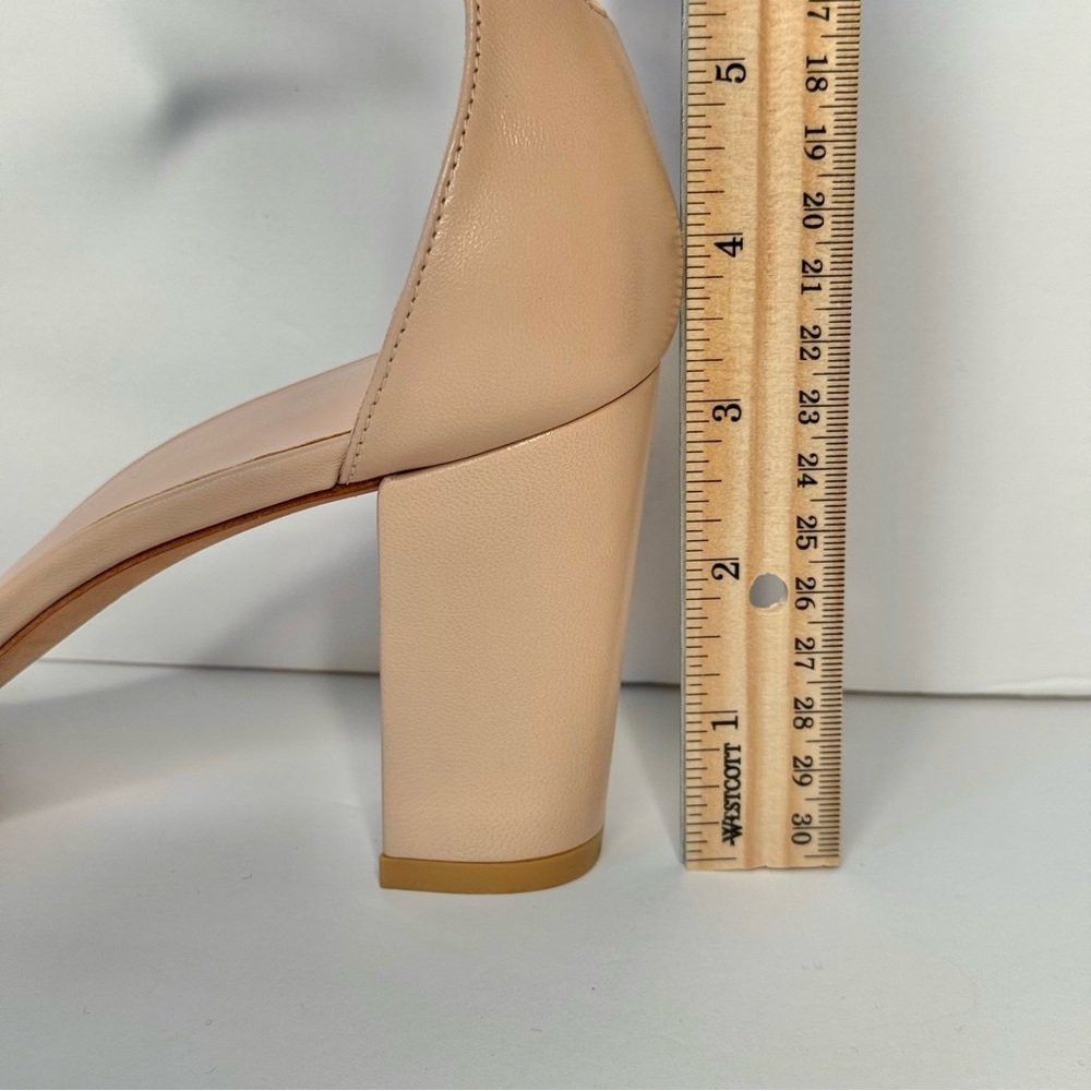 STUART WEITZMAN “Nearly Nude”  Block Heel Sandals Beige Tan Ankle Strap Size 8.5 - Picture 12 of 16